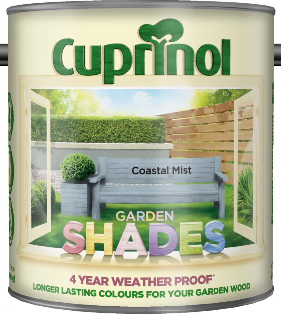 Coastal Mist Garden Shades Matt Wood Treatment 2.5L | Exterior Wood Paint and Protector | Matt Finish for Sheds Fences Garden Furniture and Outdoor Timber