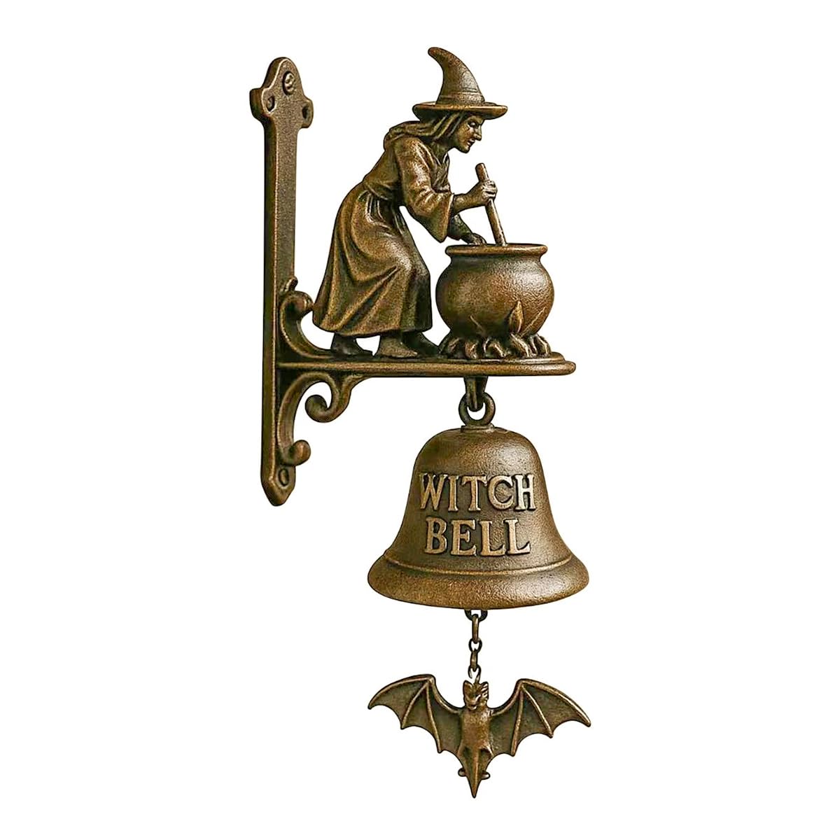 Ausi Vintage Halloween Hexe Türklingel Gusseisen Dekorative Zaubertrank Hexe für Veranda Garten Haustür Innen- und Außendekoration