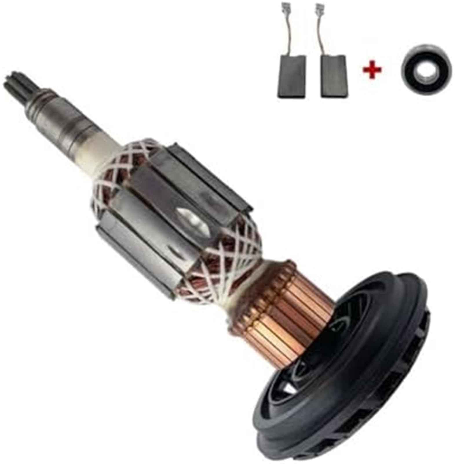 Wivplex For anclaje de rotor + escobillas carbón + cojinete, for Bosch, martillo demoledor GBH11DE, for GSH11E, for repuestos Armadura del rotor