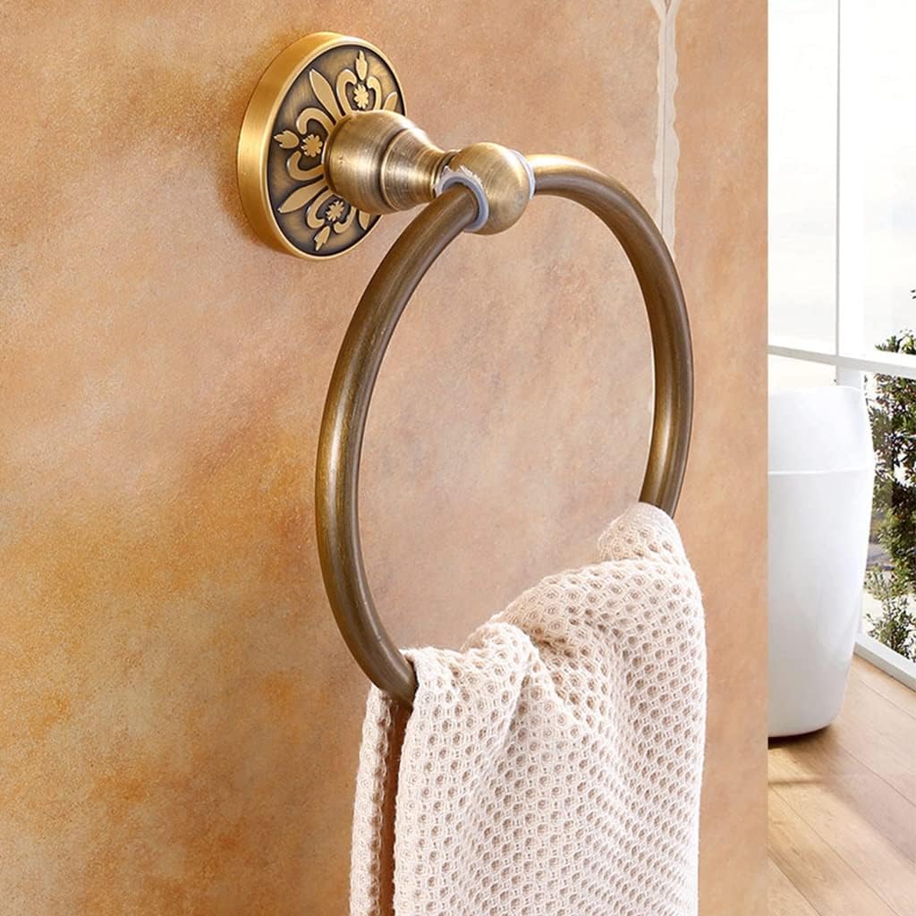 LSLYTQ Antique Bathroom Pendant, Space Aluminum Towel Ring, European Retro Towel Rack, Hand Towel Holder, Bathroom Towel Hanger