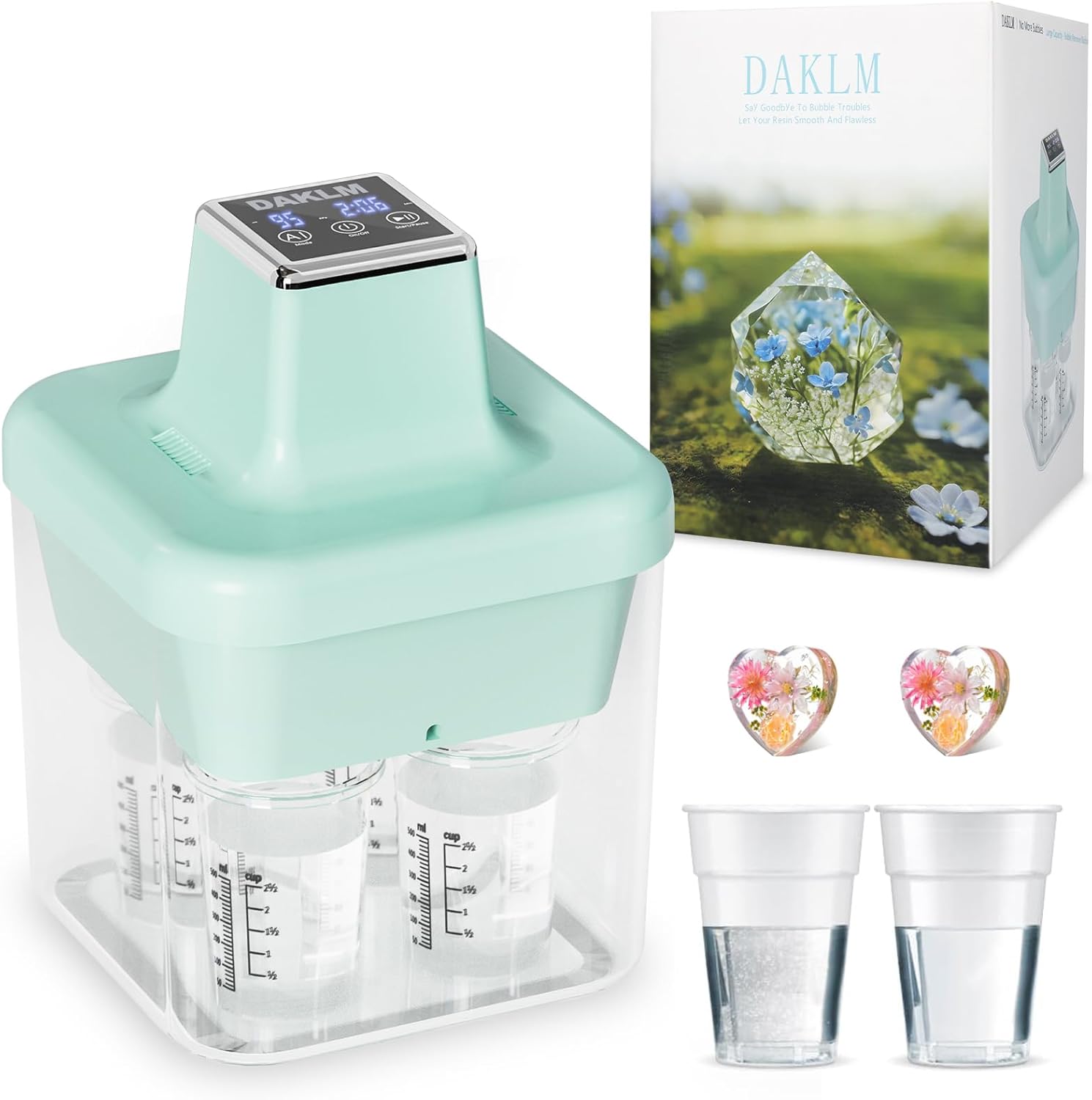 DAKLM Large Capacity Resin Bubble Remover, Eliminate 99% Bubble in 8-12 Minutes, 95kPa Vacuum Chamber, Auto Vent, Resin Airless Machine for Epoxy Resin, UV Resin, Silicone, Art Crafts, Jewelry Making