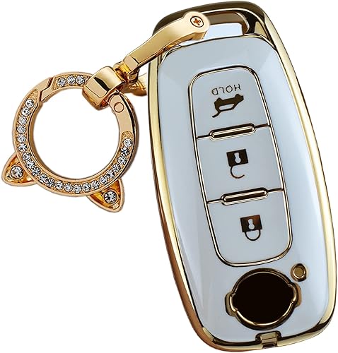 ontto Llavero de TPU de 3 botones compatible con Nissan 2023 Smart Remote Key Protector de protección completa Key Skin Anti-arañazos Chaqueta de