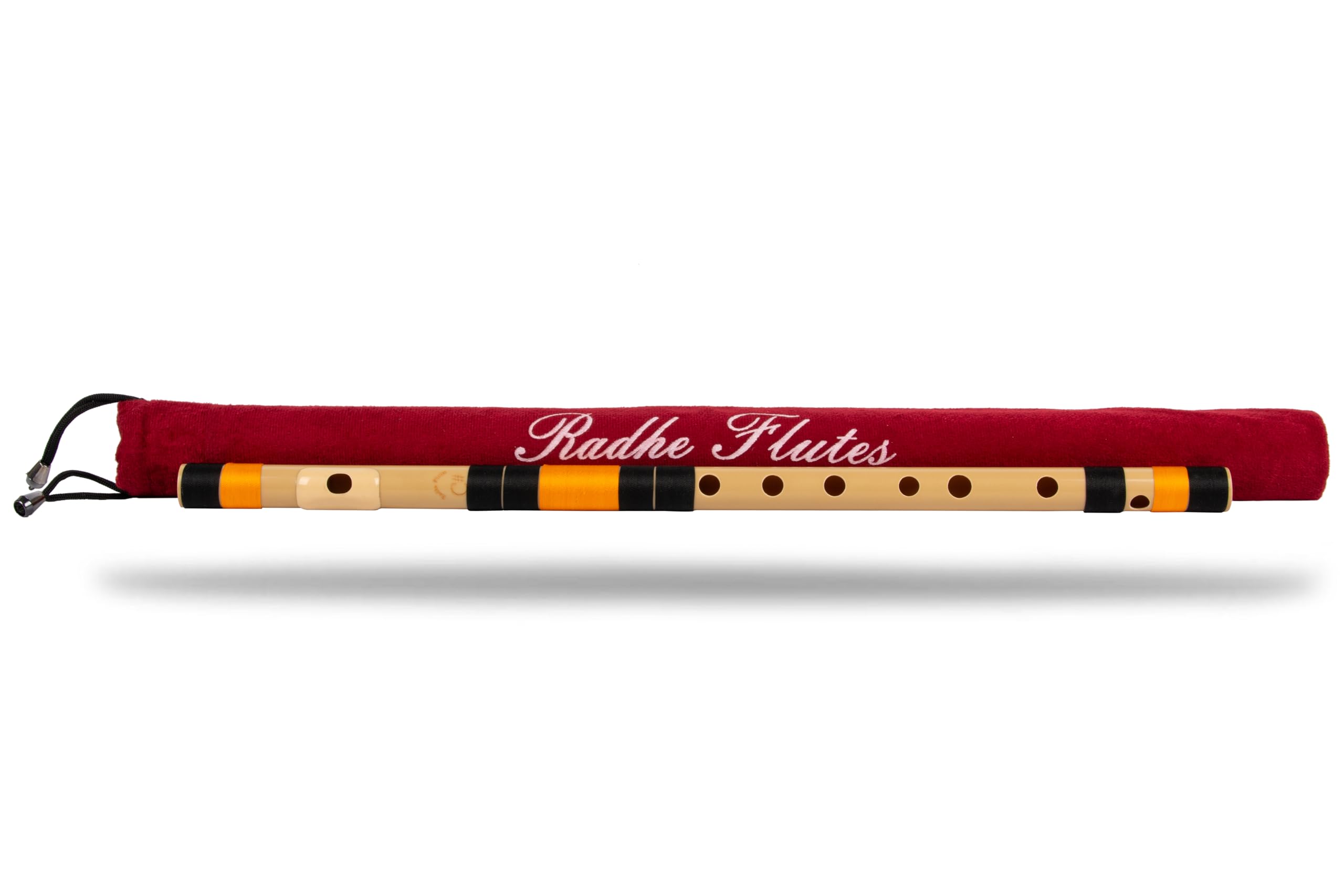 Radhe Flutes | C Sharp Right Handed Middle Bansuri | Tuned With Tanpura A=440Hz | PVC Flute + Velvet Cover + Hindi & English Flute Lessons | PERENT (Black & Orange)