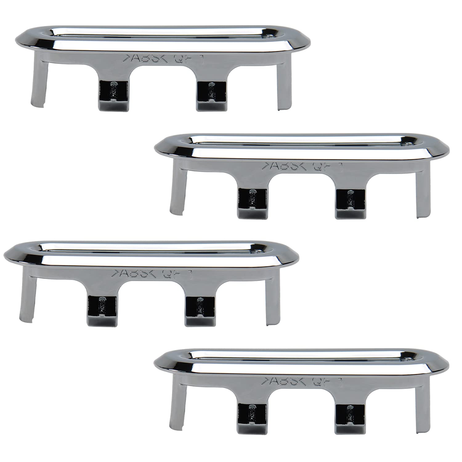 Mromax Siliver 4Ps Sink Overflow Ring, Rectangle Cap, Cover Insert Spares, Basin Tidy Drain Cap