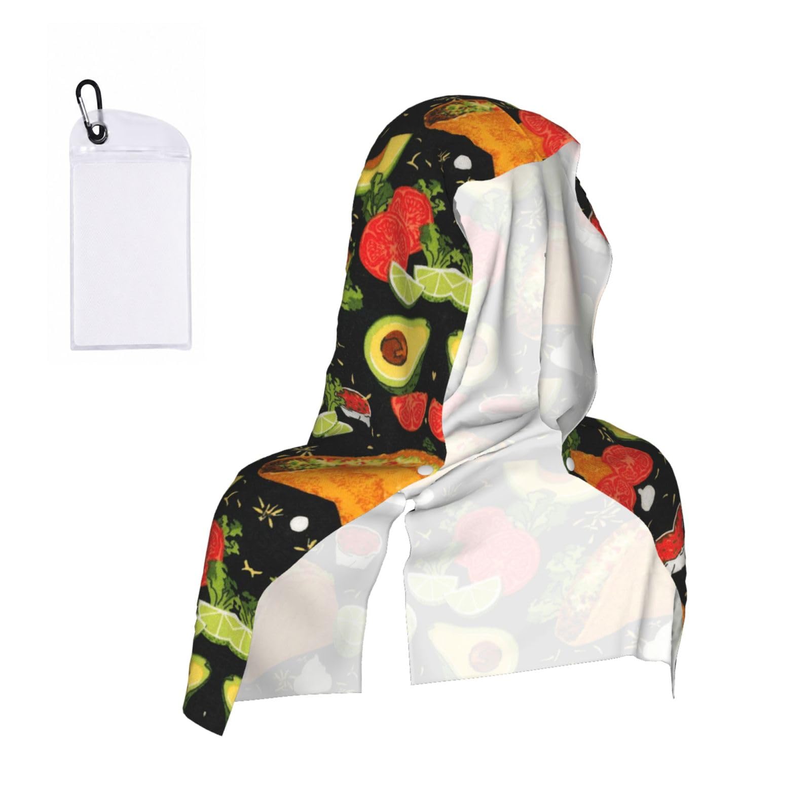 SATUSA Food Print Print Cooling Hoodie Towel, Cooling Towels For Neck And Face, Quick Drying Absorbent Cooling Head Towel Beach Camping Gym Construction(2pcs)
