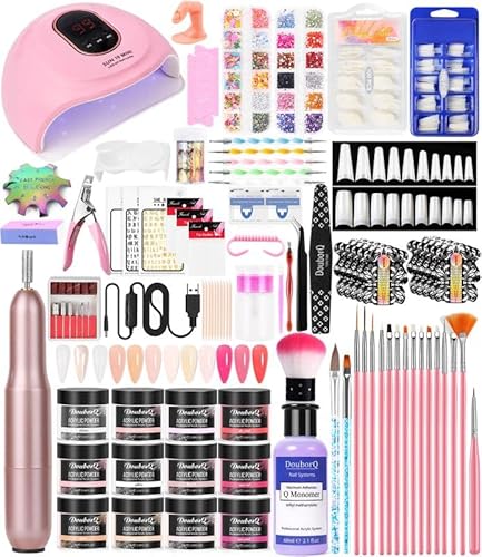 Acrylic Nail Art Kit-Nail Art Manicure Set Acrylic Powder Brush Glitter File French Tips U V Lamp Nail Art Decoration Tools Nail Drill Kit For Beginners With Everything At Home #TOP19