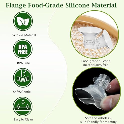 Miniatura 5 de Insertos de brida de 0.512 in, 6 unidades compatibles con Momcozy S9S9proS10S12S12proSpectraMedelaWillowTSRETE 0.945 in ShieldsBranges, extractor de