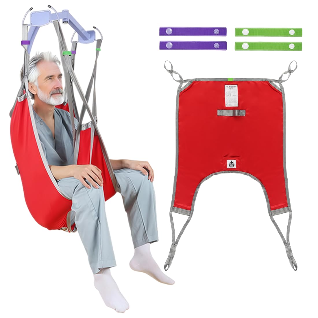 – Lift Sling for Patient Transfer,Patient Lift Sling for Divided Leg,Sling Transfer and Lift Patient Safely, 500lb Weight Capacity-Red (Red, L)
