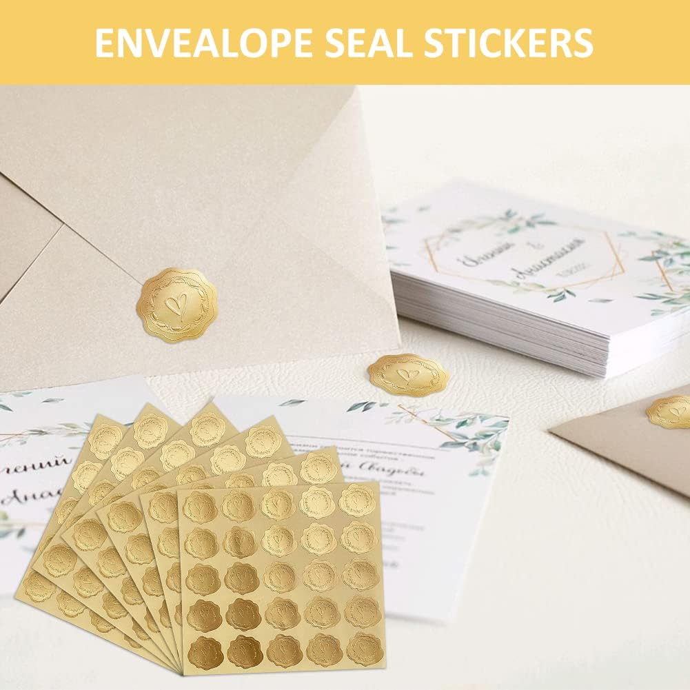 120 Pièces de Sceaux d'Enveloppe de Coeur, Transparent Autocollants Enveloppe Mariage, Personnalisés Etiquettes de Sceaux Relief Auto-Adhésives (rosegold