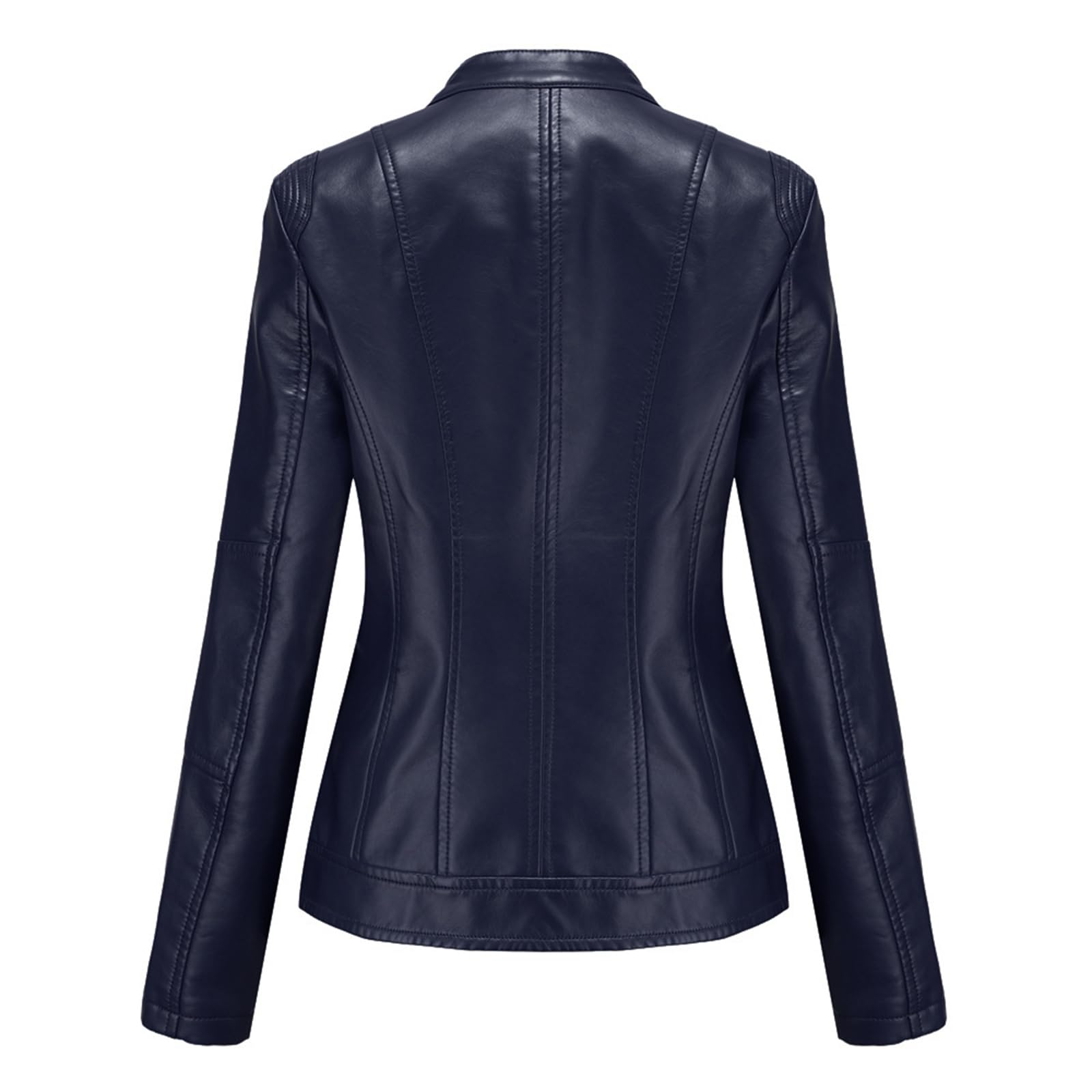 Damen Lederjacke Frauen PU Biker Moto Jacke Zip Up Kurze Jacke Stehkragen Casual Motorrad Mantel