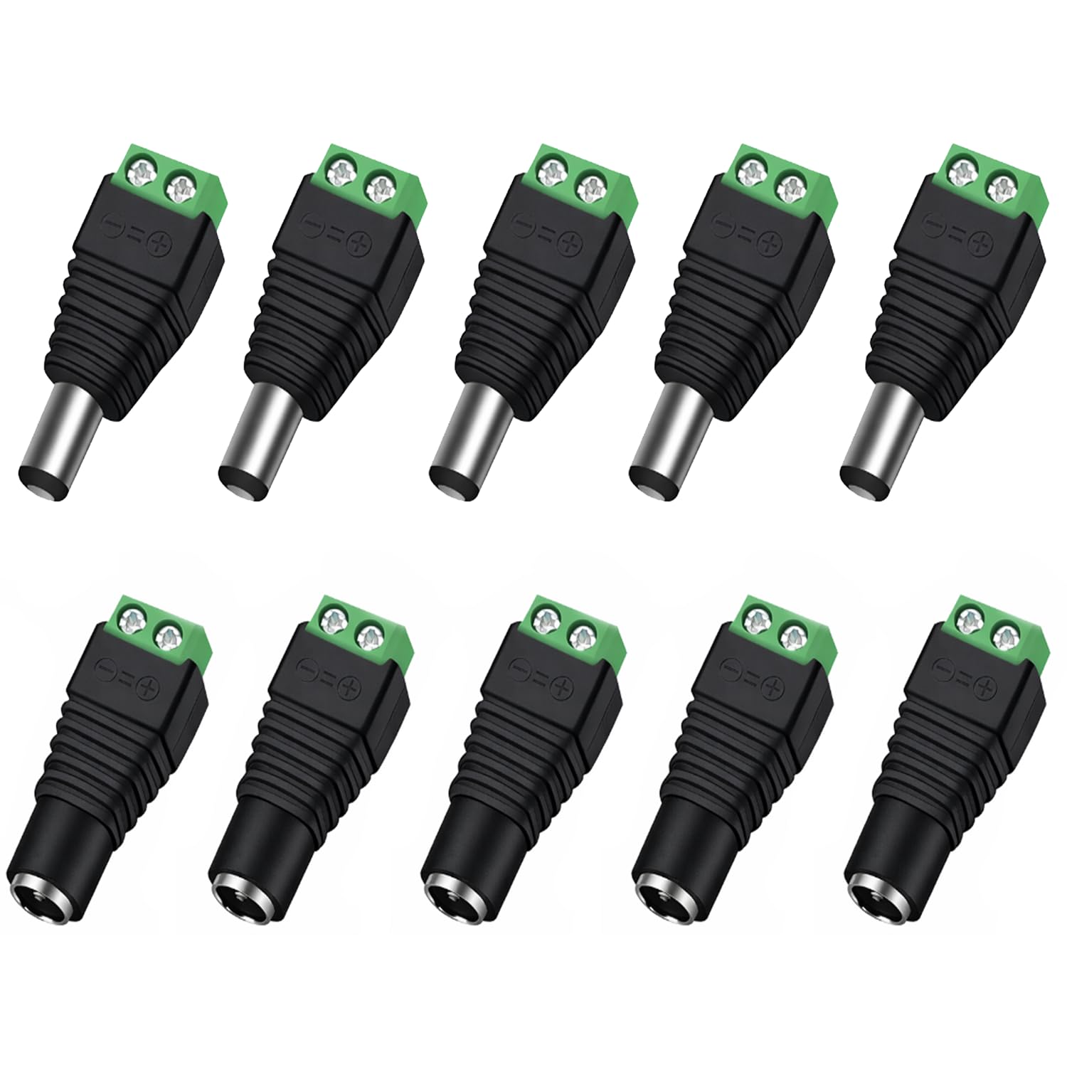 (5 wtyczek + 5 gniazd) 12 V 2,1 x 5,5 mm DC Power Jack przyłącze barrel do kamery CCTV LED Strip
