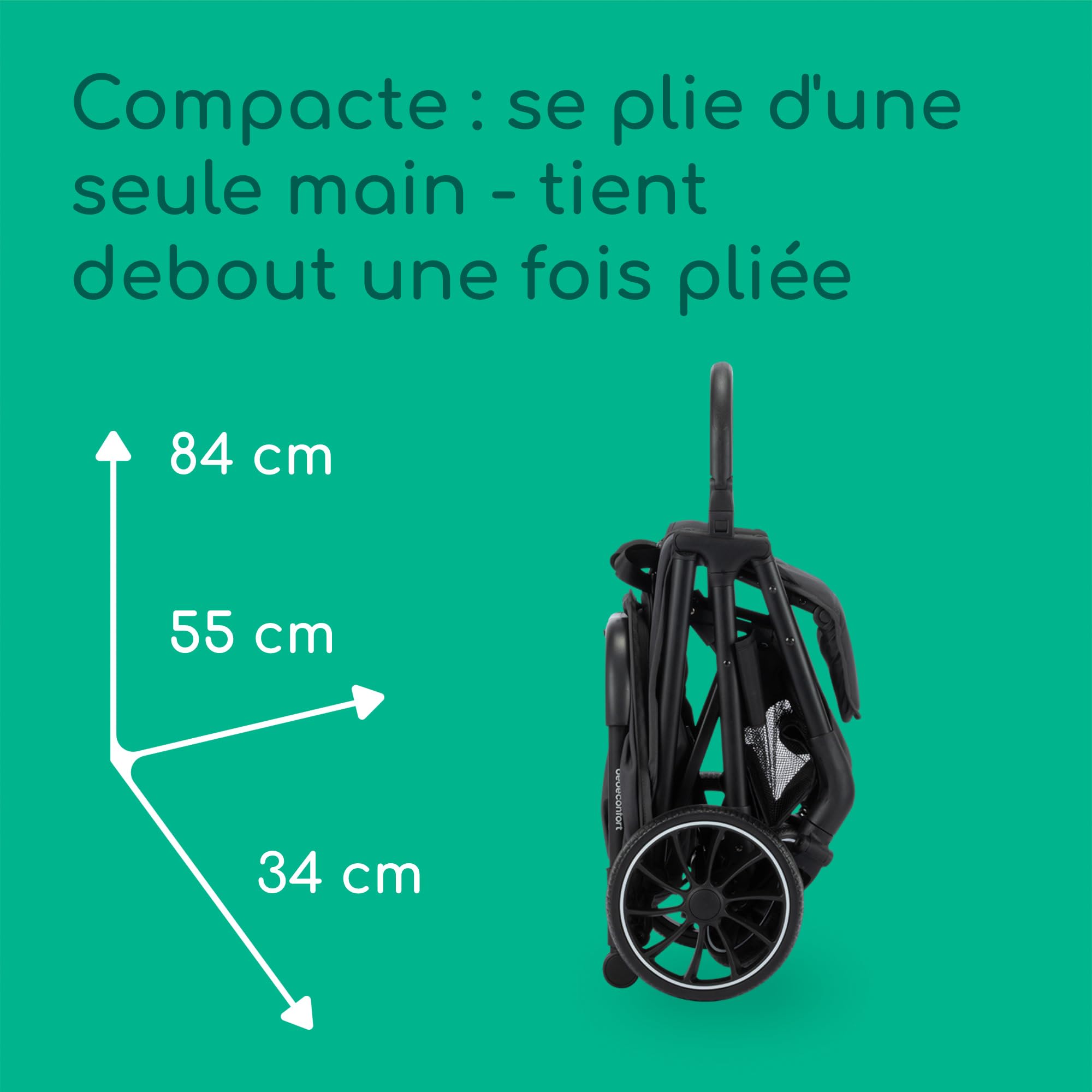 Bebeconfort Artic, Poussette Position Allongée, 0-22 kg, Mineral Graphite | Poussette Canne Compacte et Confortable, Dès la Naissance, Roues Tout-Terrain, Pliage à Une Main, Grand Panier 5 kg