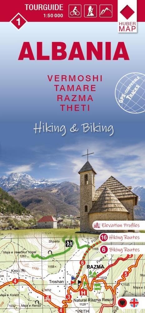 Albania hiking & biking 1:50000: Karte 1: Vermoshi - Tamare - Razma - Thethi
