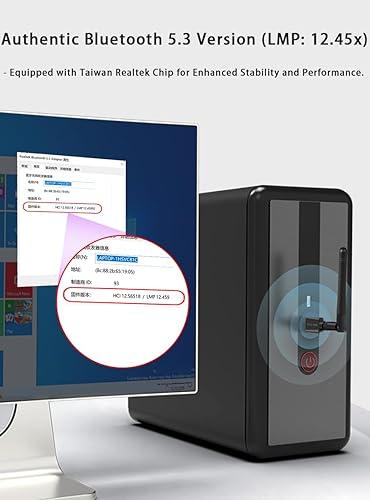Miniatura 3 de Adaptador USB Bluetooth 5.3 Pro de alcance súper largo para PC compatible con Windows 11108.17, 5.3+EDR Bluetooth inalámbrico para escritorio,