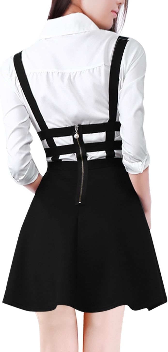 Allegra K Women's Pleated Overall Halloween Gothic 2025 Elastic Waist Kawaii A-Line Braces Suspender Skirt - Image 6