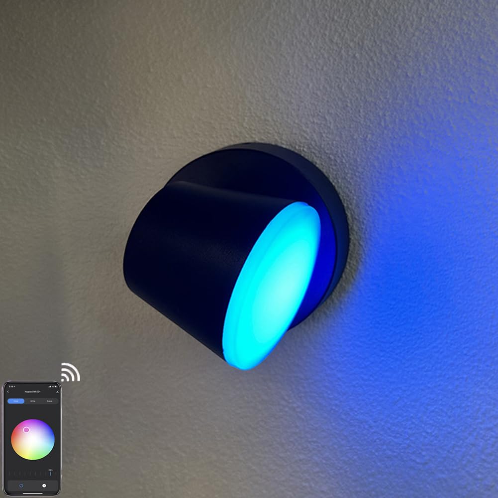 LED Außenwandleuchte 360° Drehbar RGB Dimmbar Außenlampe mit APP Steuerung Timer Wandlampe Innen Außen Wasserdicht IP65 Außenleuchte RGB Farbwechsler, über Smart App steuerbar Wandbeleuchtung