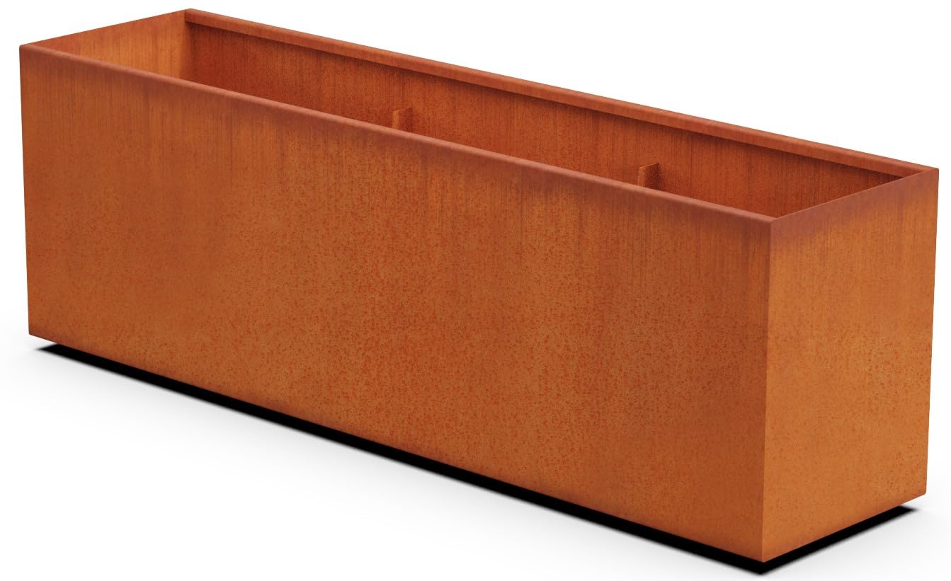 Plantercraft Large Rectangular Planters for Outdoor Plants – 72x18x24 Extra Large Corten Steel Planter | Heavy-Duty Metal Planter Box for Patios,