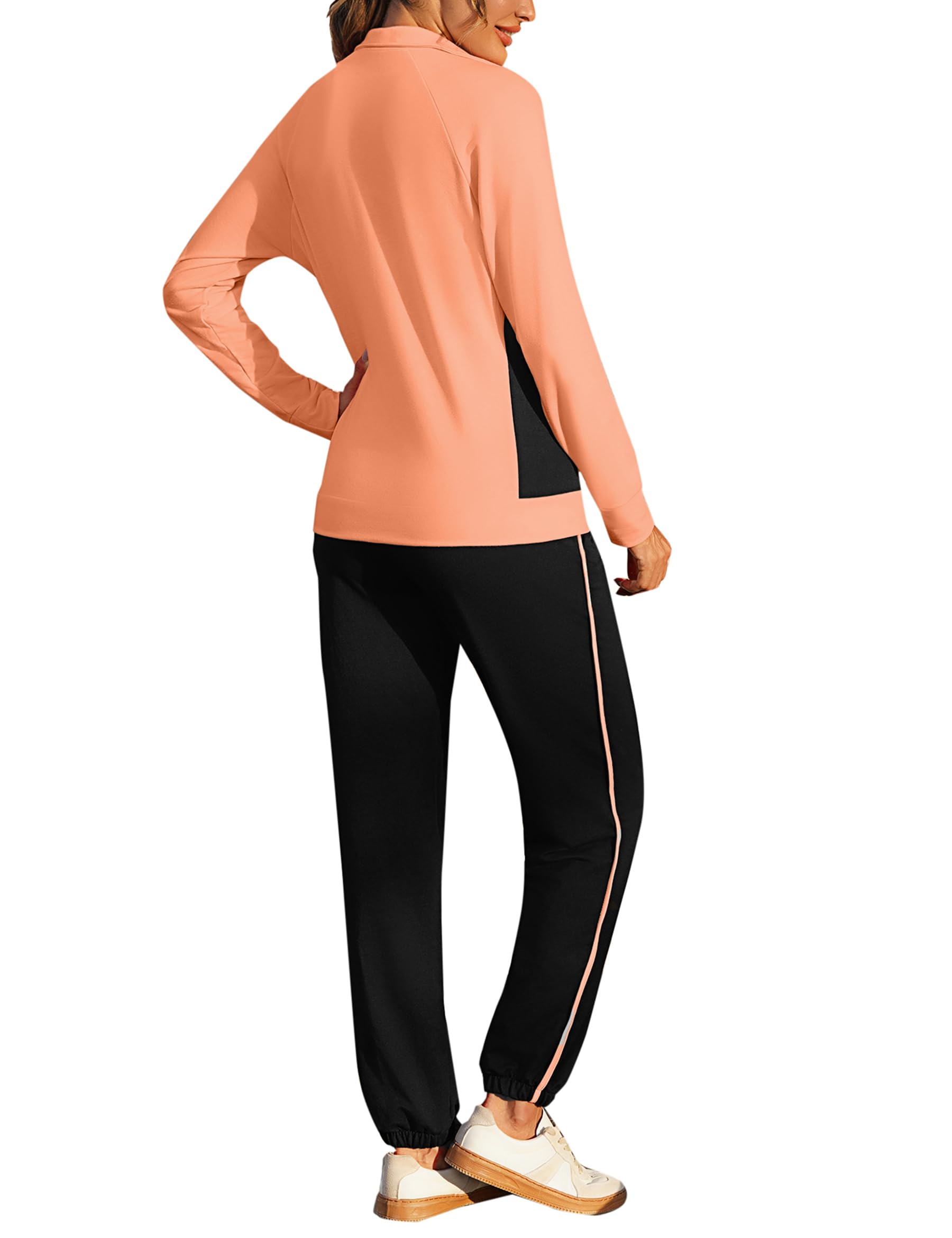 Uniexcosm Full-Zip Tuta Sportiva Donna Con Maniche Raglan E Finiture A Contrasto Tuta Da Jogging Da Donna