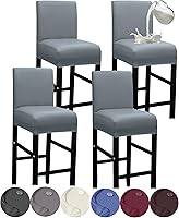 Vista 13 de HFCNMY - 2 fundas elásticas impermeables para taburete de bar con respaldo, fundas para silla de bar con banda elástica, color beige