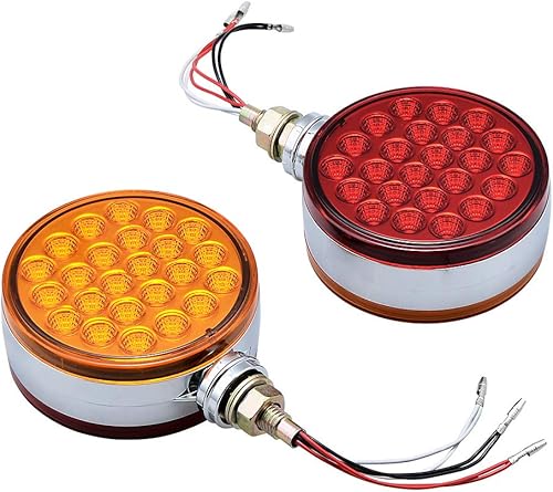 Miniatura 9 de CORP - 2 unidades redondas de 4 pulgadas de doble cara de montaje de un solo perno prisionero 48-LED ámbar rojo guardabarros lateral reflectante luz