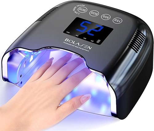 Miniatura 13 de BOLASEN Lámpara de uñas UV recargable inalámbrica - Luz UV para uñas de gel con reflector metálico y base de metal, secadora de uñas LED inalámbrica