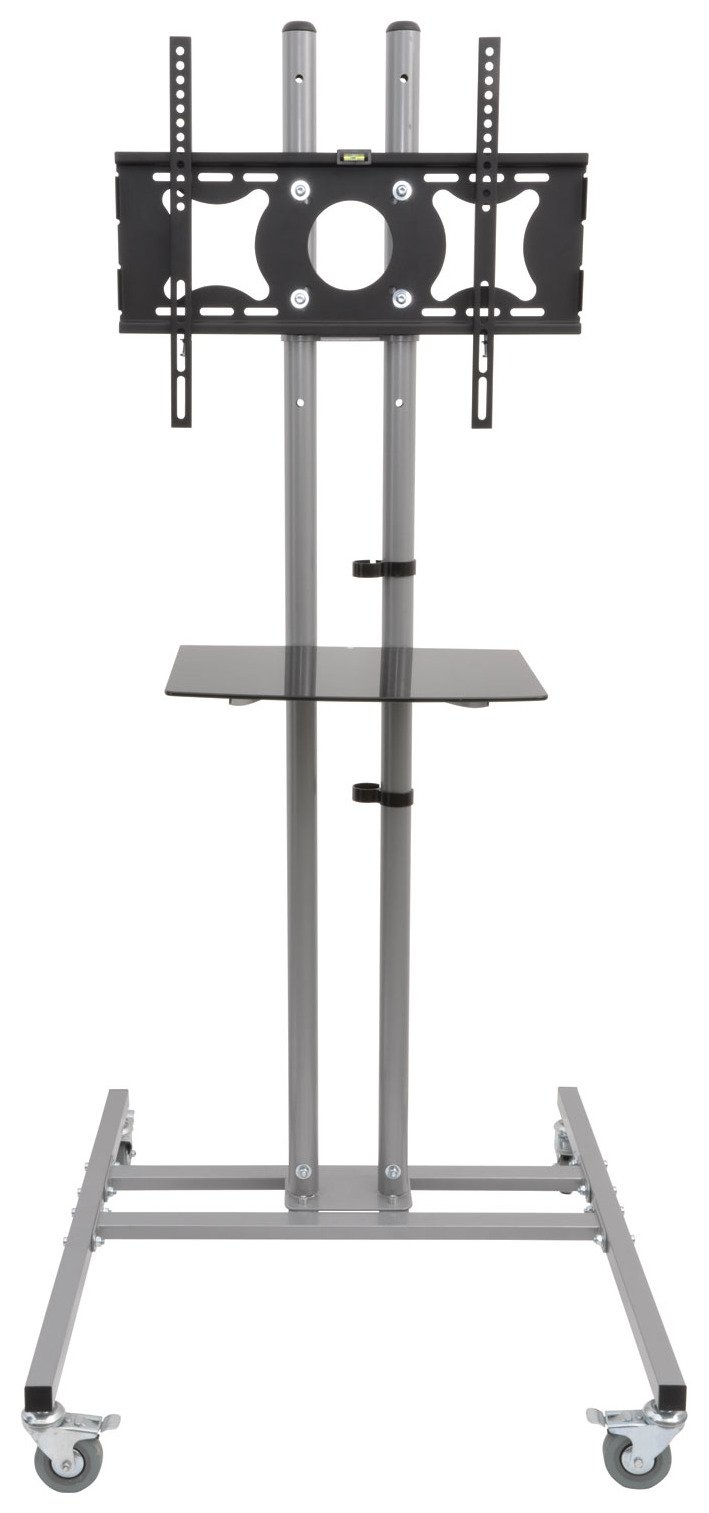 AV: link Soporte Fijo Carrito con Estante de Cristal para 32 – 50-Inch LED/Pantalla LCD – Plata