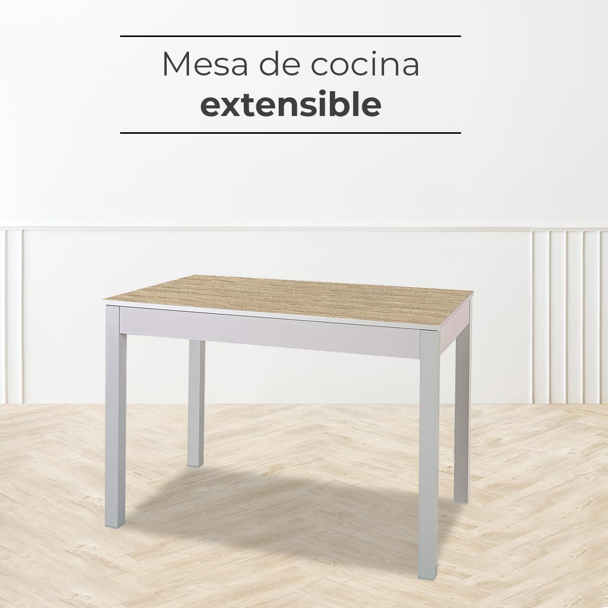 ASTIMESA Tipo Carro Mesa de Cocina, Metal, Roble Raw, 100x60cm