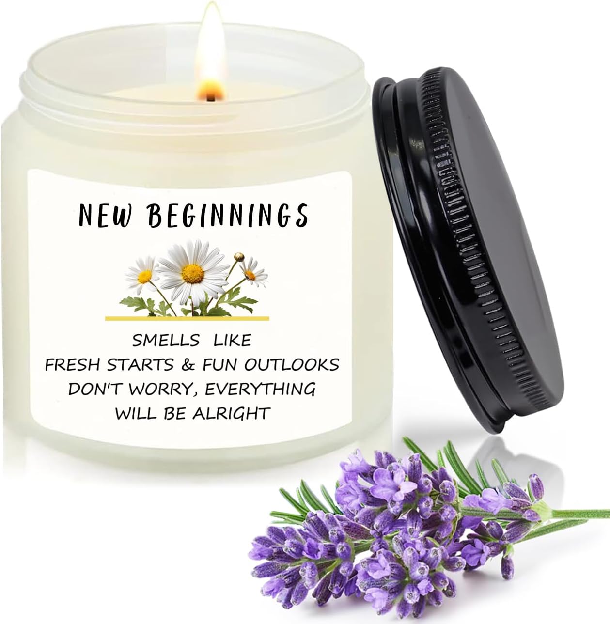 Bolosa New Beginnings Candle Gift, New Home Gifts, New Job Gifts, Leaving Gifts for Colleagues Women, Lavender Scented Candle Gifts for Going Away, Goodbye, Good Luck, Break Up, Divorce, 3.5oz
