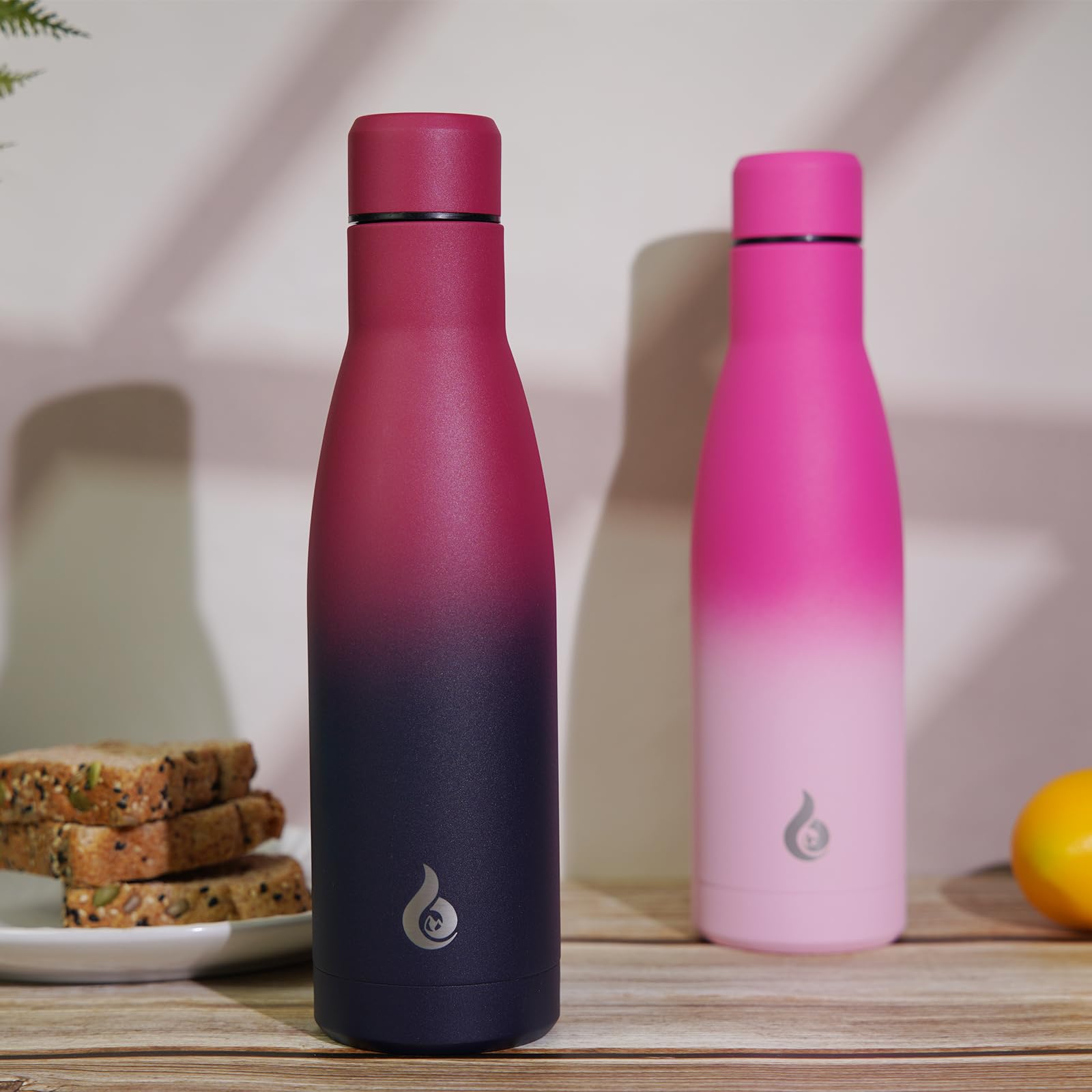 BJPKPK Botella de Agua Aislada 17oz (500 ml), Taza de Acero Inoxidable, Apta Lavavajillas, Reutilizable, Mantiene Frío y Calor, Negro Rojo Encantador
