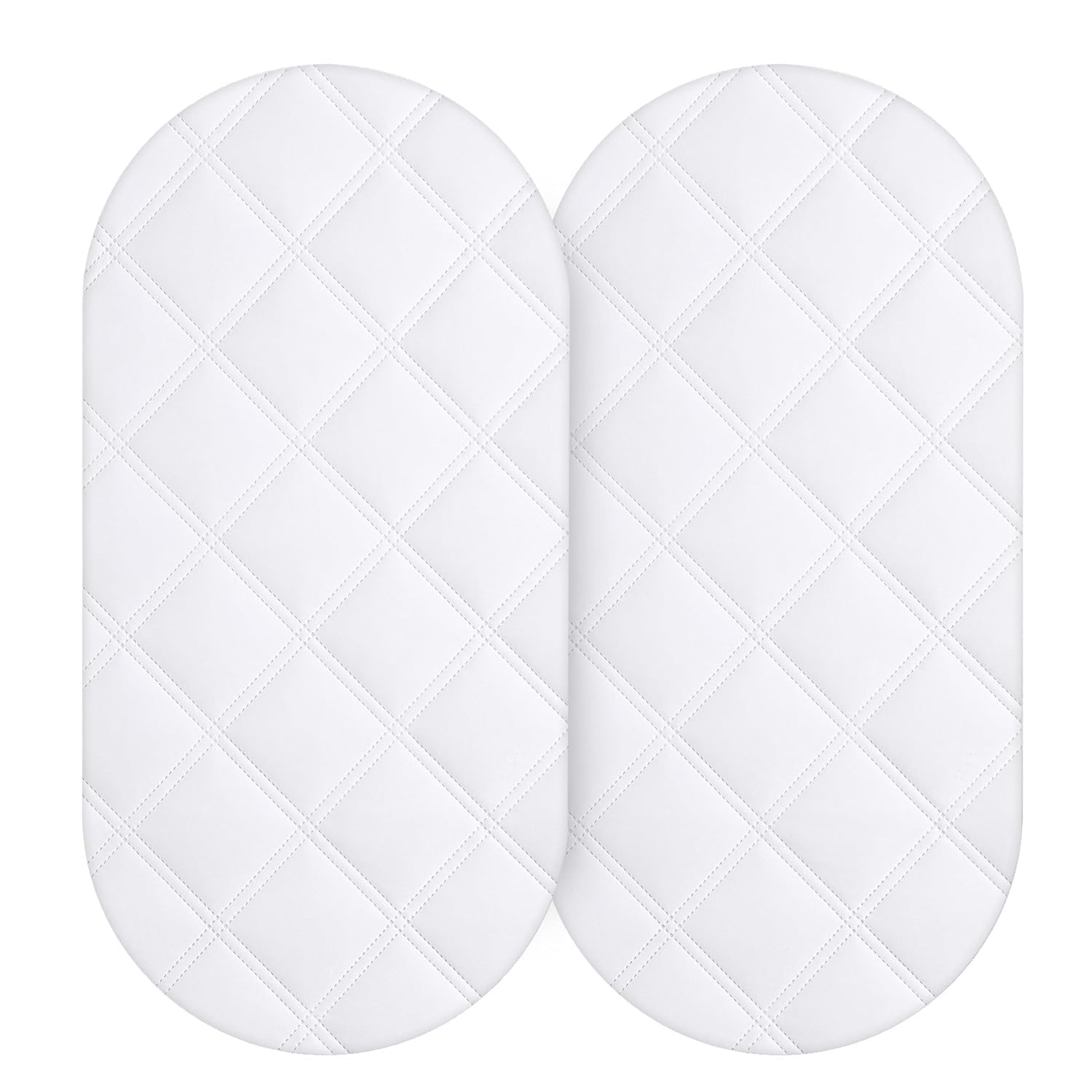 Snugglea White 2X 100% Waterproof Moses Basket Mattress Protector - Pack Of 2 - (35 X 75Cm) – Ultra-Soft, Absorbent & Breathable – Fitted Skirt – Leakproof Tpu Layer – Machine Washable Baby Mattress Cover
