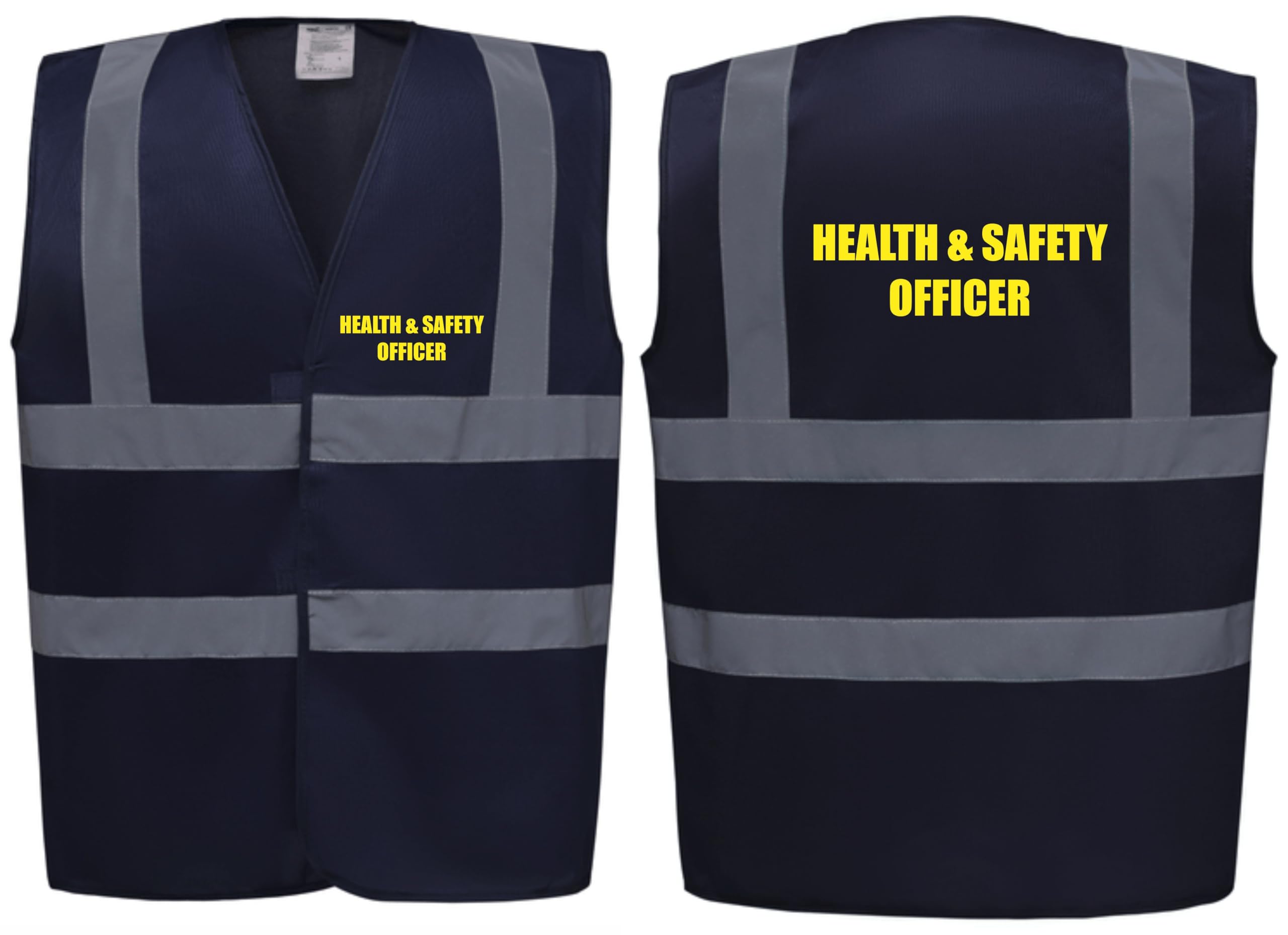 Brook Hi Vis Premium Safety Vest - HEALTH & SAFETY OFFICER Printed Front & Back, Event Management High Viz Waistcoat, Available in 14 Colours, Festivals (Navy, 3XL)