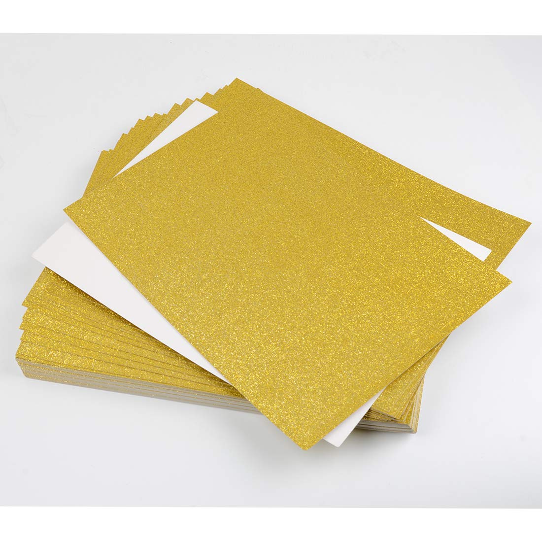 Gold Glitter Cardstock, 60Pcs Gold Glitter Paper for Cricut, Gold Card