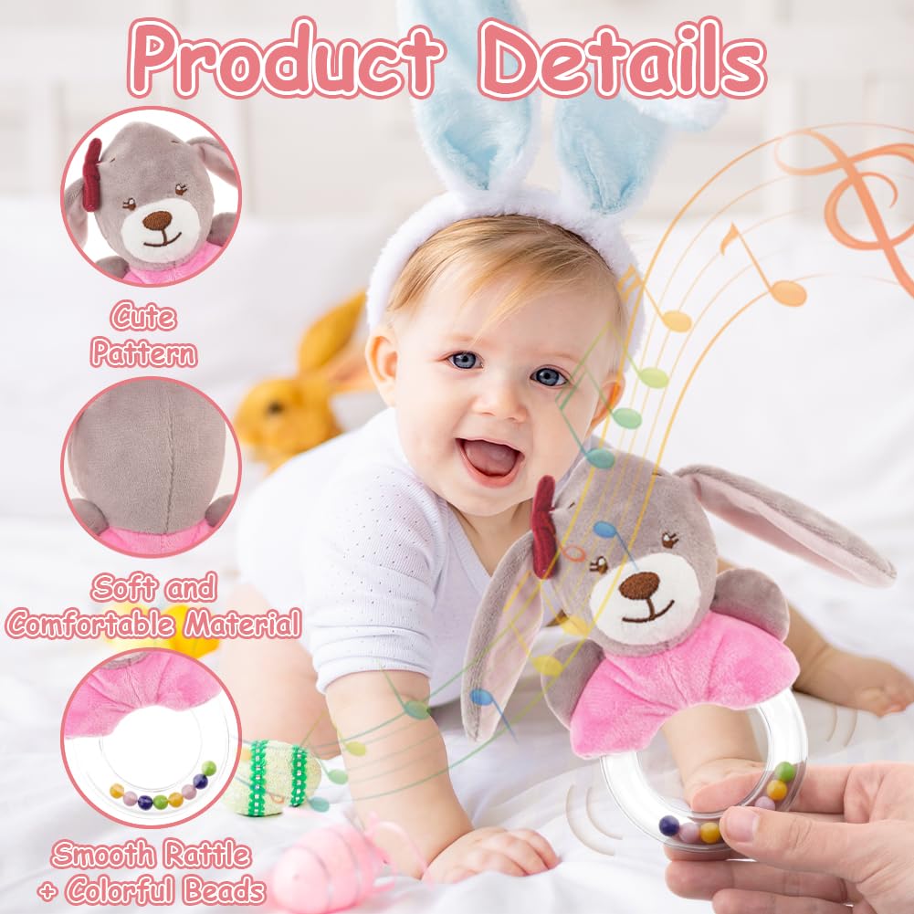 HAGOT 3PCS Baby Soft Rattle Sensory Toys, Baby Rattle Toys 0-12 Months, Newborn Baby Rattle - Image 3