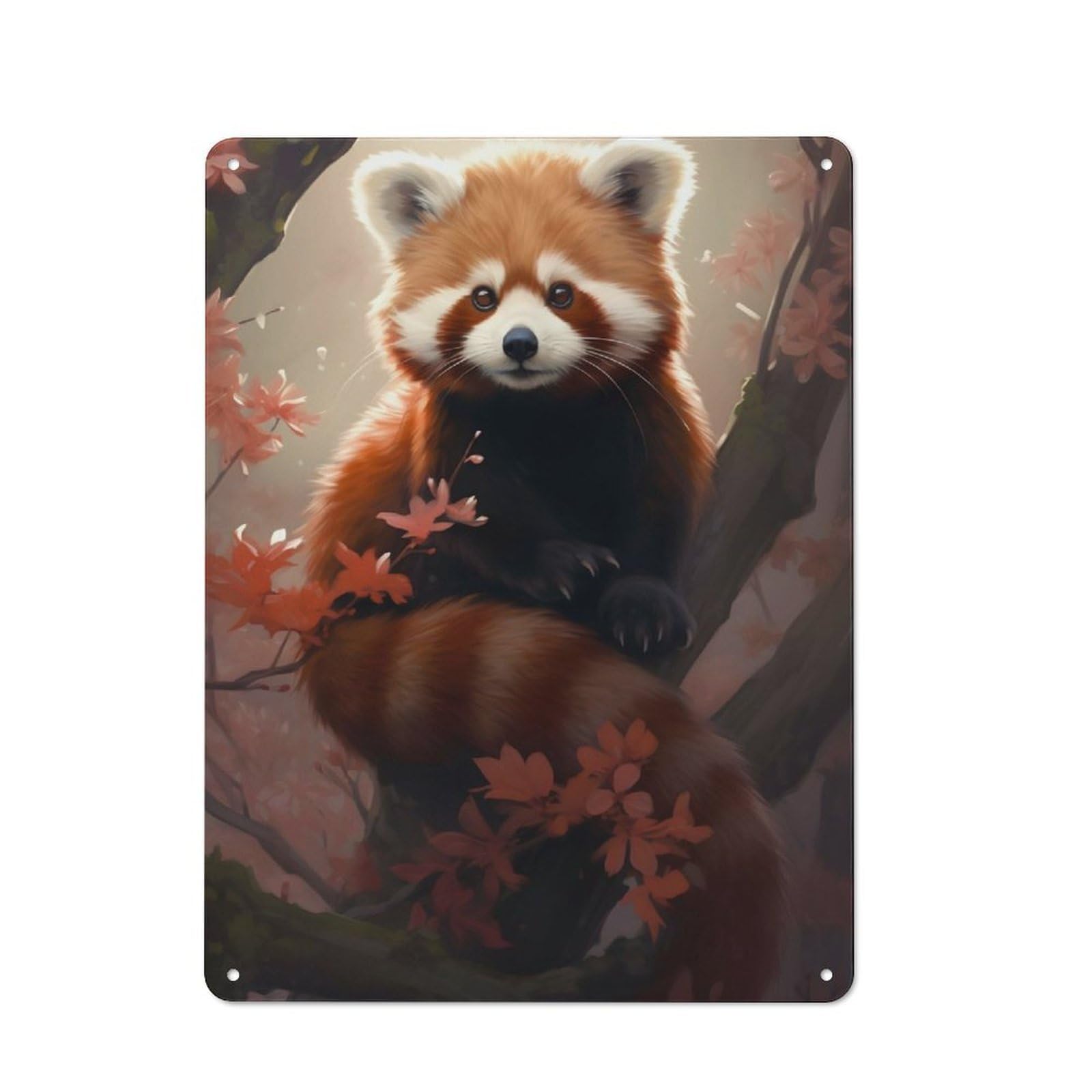 Junmoney Red Panda In Forest Nature Farmhouse Country Metal Sign 40X30cm, Cottage Wall Art For Farmhouse Kitchen, Pantry Or Dining Area