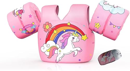 Vista 20 de DOOHALO Flotadores de natación para niños de 28 a 70 libras, chaleco flotante de hombro para niños de 2 a 8 años de edad, para niños y niñas, bebés