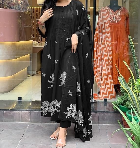 KULIA Zestaw Kurti dla kobiet, Tradycyjny strój indyjski, Kurti ze spodniami, Etniczna, drukowana, wiskozowa kurti, Suknia ślubna, Zestaw Salwar, Prezenty na Diwali