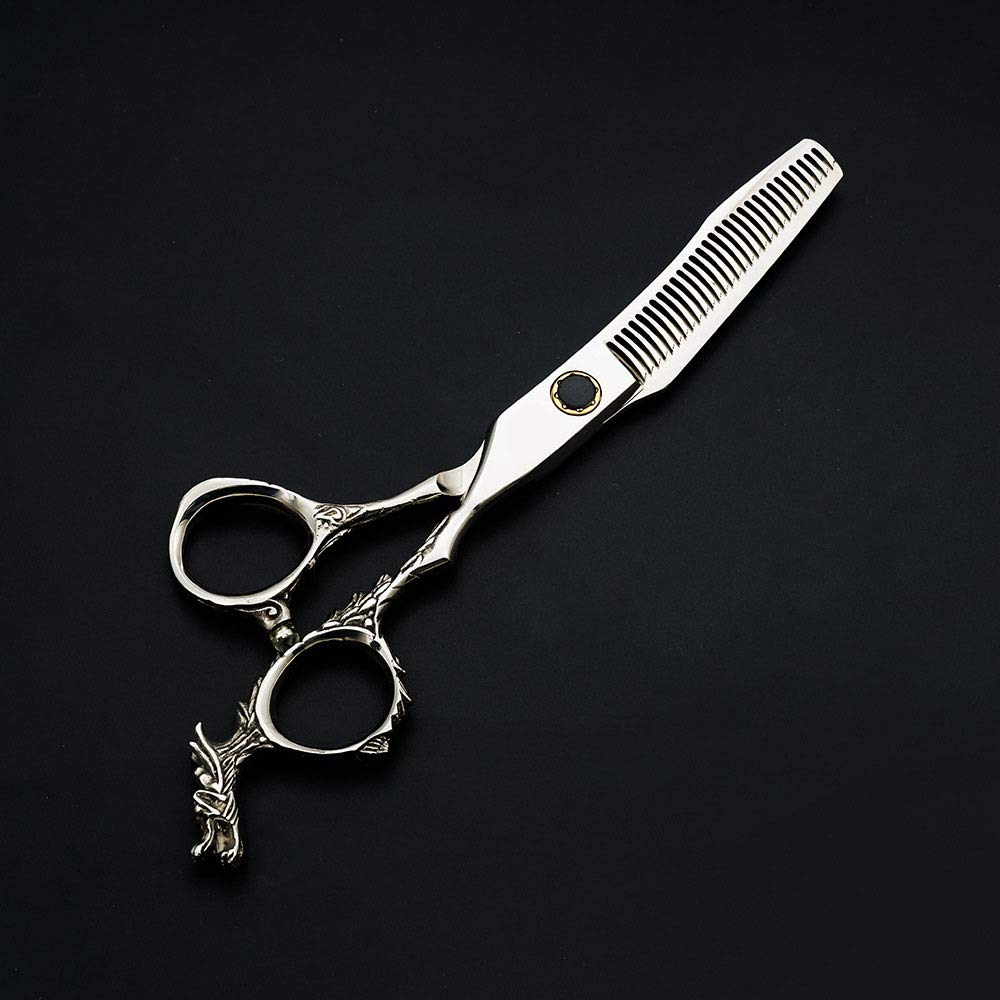 Forbici per capelli professionali giapponesi da 6 pollici per parrucchiere, barbiere, manico a forma di drago, utensile da taglio, in acciaio inossidabile, argento, 6 pollici (Silver 6 inch)
