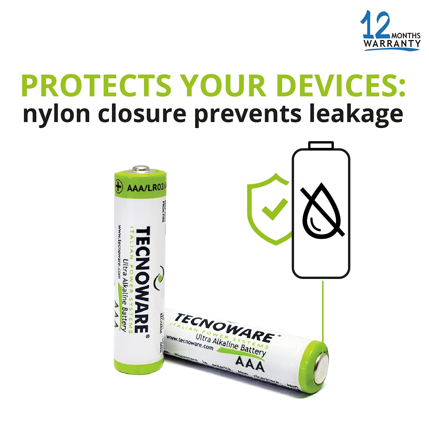 Tecnoware Power Systems - Pilas Alcalinas AAA, paquete de 40, 1,5V, Energía Duradera para Juguetes y Mandos, Protección Antifugas, Ecológicas con Embalaje Reciclable, AAA - 4