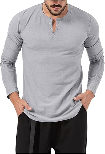 Mens Long Sleeve T Shirts Button Up V Neck Solid Pullover Undershirt Casual Loose Stretch Sweater Men Clothing