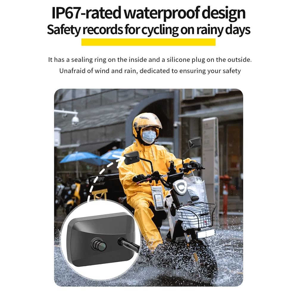 Dashcam per Moto 2K HD Hotspot Mobile Specchio Retrovisore Alimentato da USB Telecamera Panoramica per Sport All'Aperto Azione