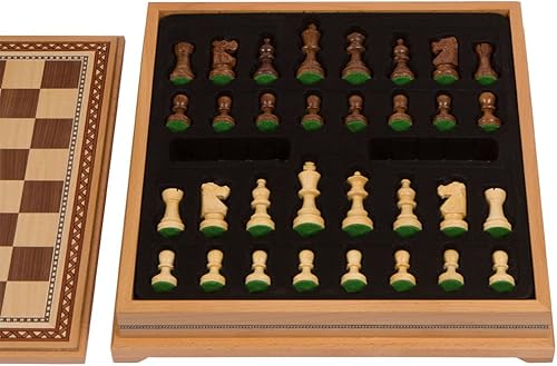 Miniatura 4 de Helen - Juego de mesa de ajedrez con incrustaciones de madera con piezas de madera pesadas, tamaño grande de 15 x 15 pulgadas
