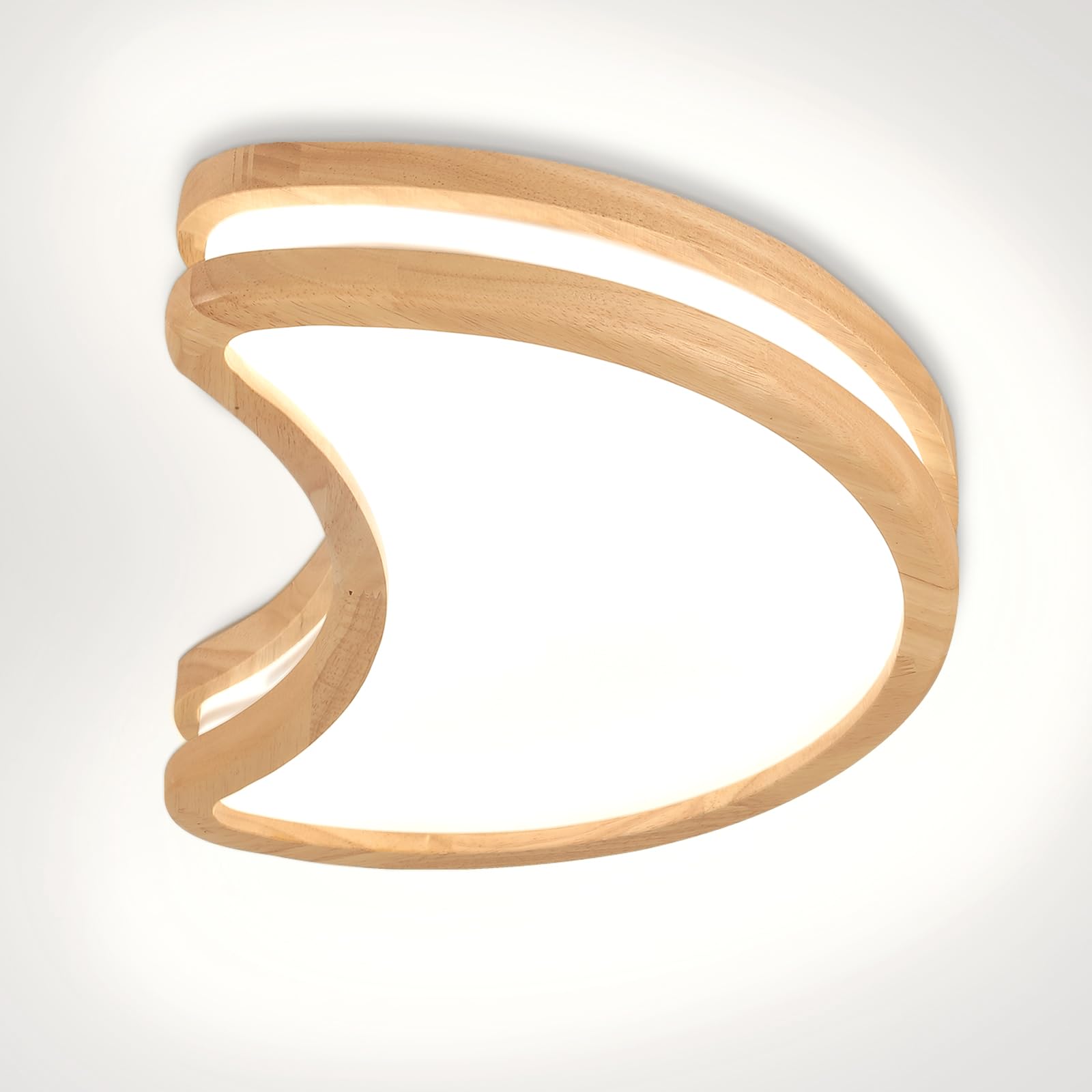 Plafoniera LED Soffitto Legno 20W Plafoniera Luna Lampada da Soffitto Moderni,Bianca Fredda 6500K Plafoniera Bagno per Camera da Letto Bambini Corridoio Soggiorno Balcone, Ø40CM