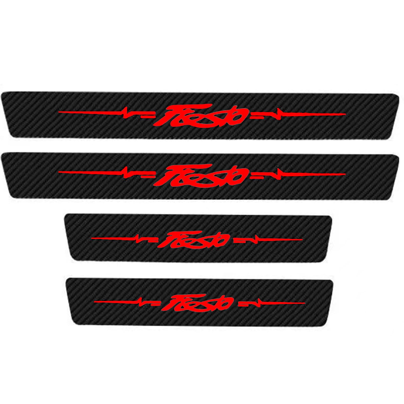 Klhywen Red 4Pcs Car Carbon Fiber Door Sill Kick Plates, For Fo-Rd Fiesta, Outer Door Sill Welcome Pedal Scuff Guard Threshold Plate Sticker Trim Protection Accessories,