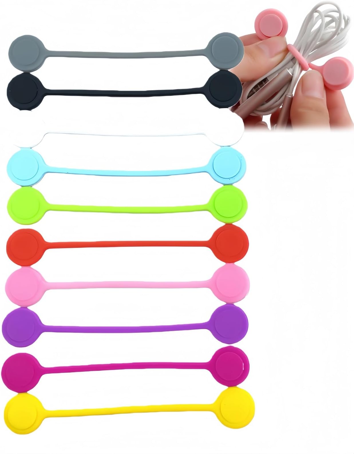 10Pcs Cable Organizer Holder Clips,Silicone Cable Ties,Reusable Self Adhesive Hooks & Cable Clips for Wire Tidy,Cable Management Holder Organizer for Desk,Computer,Charger,Earphone,Data Cables