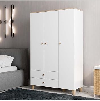 Mezza 3530 Vento 3 Door Wardrobe Basket-White