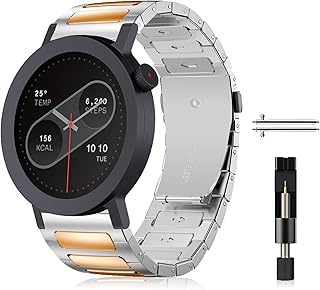 [SinRenn] 22mm バンド CMF by Nothing Watch 3 Pro 対応 ステンレス ウォッチ 金属バンド ビジネス風 調整簡単 長さ調整器具付き 金属ベルト CMF by Nothing Watch Pro 2/3 用 交換ベルト (シルバー/ローズゴールド)