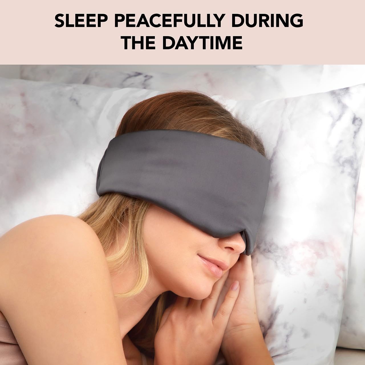 Kitsch Blackout Satin Sleep Mask Charcoal & Satin Lavender Weighted Eye Mask for Sleep, Sleeping Mask for Women and Men, Eye Care Travel Essentials - Black