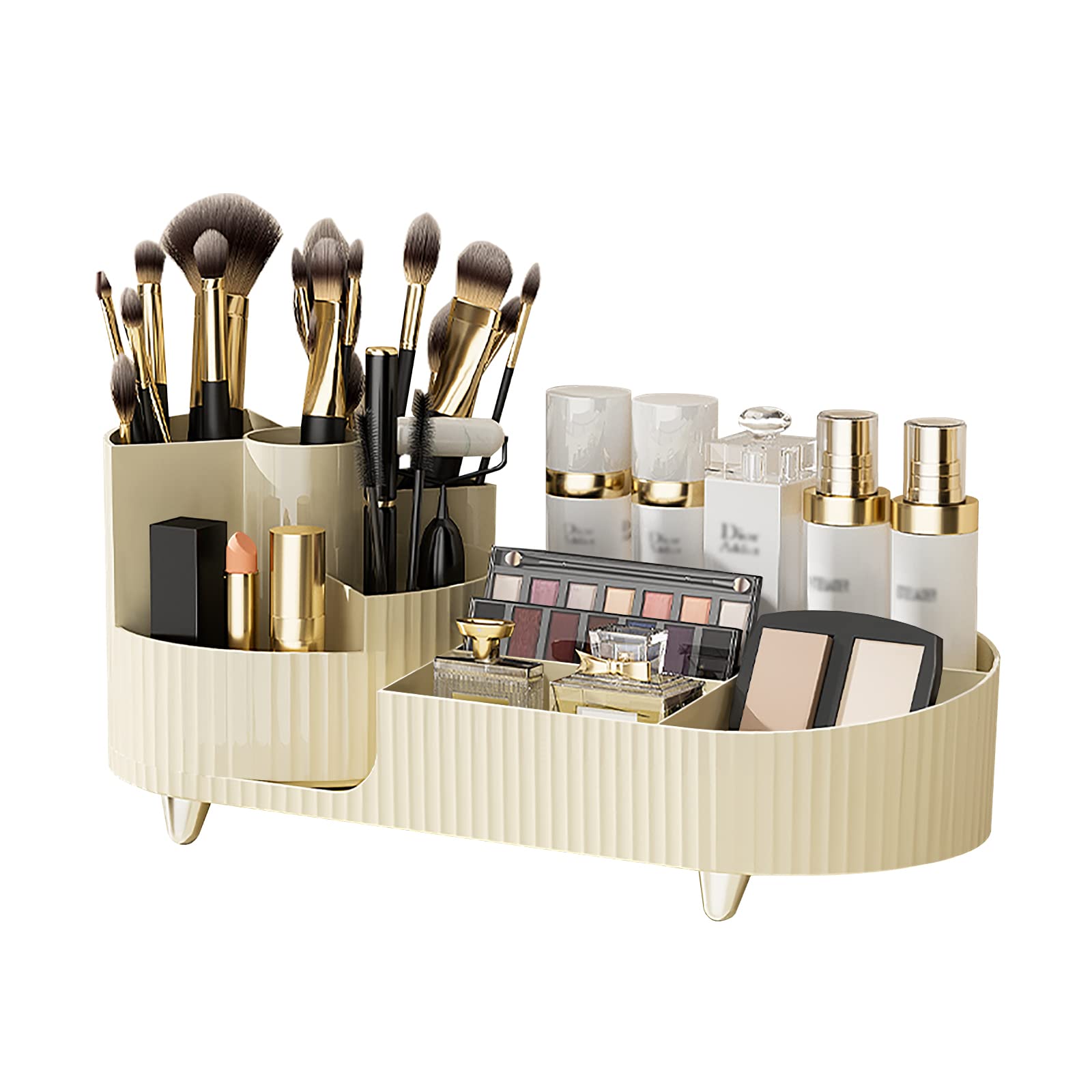 DASITON Make up Kosmetik Organizer,360° Drehbarer Make up Pinselhalter,Schminktisch Organizer mit Großer Kapazität,Skincare Organizer,Kosmetik Aufbewahrung für Frisiertisch,Badezimmer(Weiß L) Kosmetik
