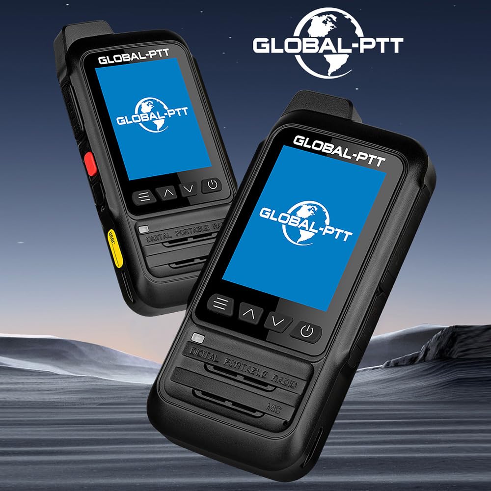 2PCS GLOBAL-PTT P0 POC walkietalkie 4G LTE Two Way Radio IP67 Waterproof Professional Portable Long Distance Adults Work Unlimited Range More Than 5000 Miles with yearly SIM (2PCSwithyearlySIM&GPS)