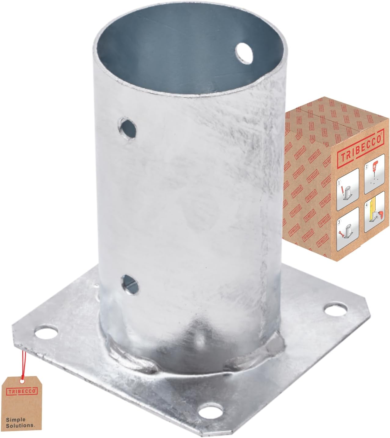 Lot De 4 Supports De Poteau à Visser Galvanisés - 140 X 140 Mm - Pour Poteaux Bois 50 à 140 Mm